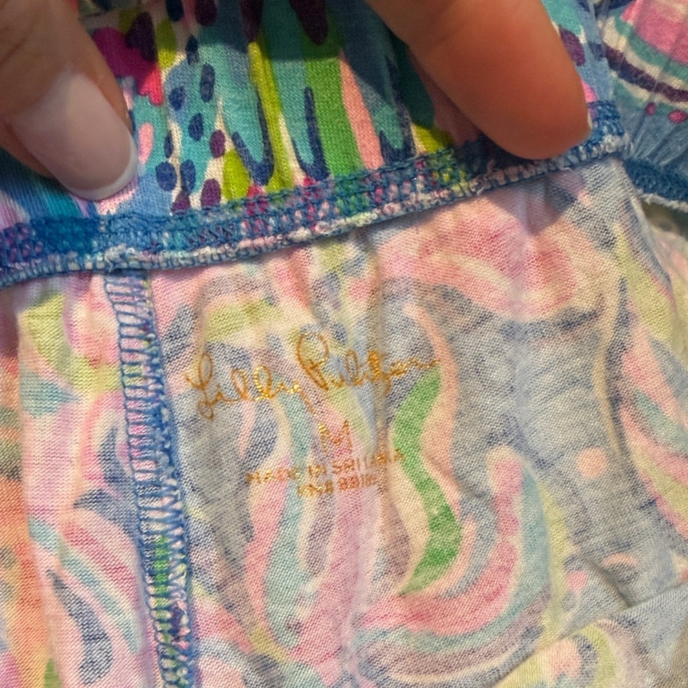Lilly Pulitzer Pastel Paisley pajama lounge Set in Blue, Pink, Green - Picture 3 of 4